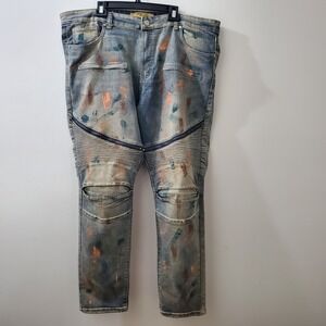 Refinery Republic Jeans Men size 42 X32 3D Knee Paint Splatter